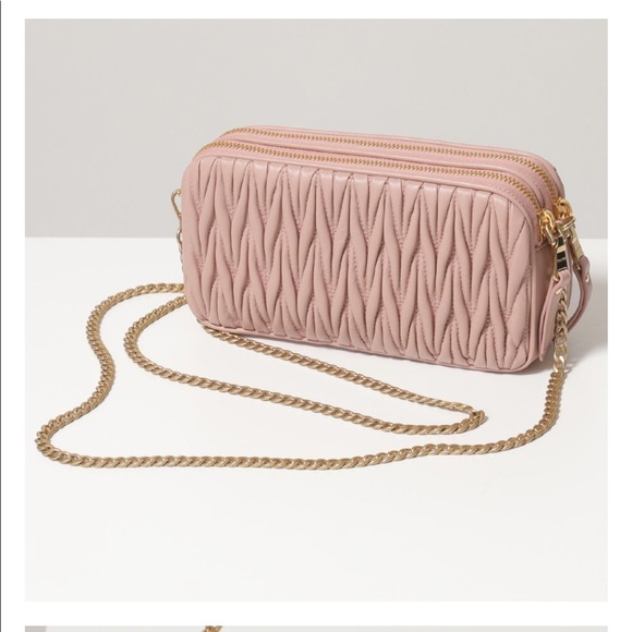 Miu Miu Jewelled Logo Matelasse Crossbody Pink Bag - Picture 4 of 13